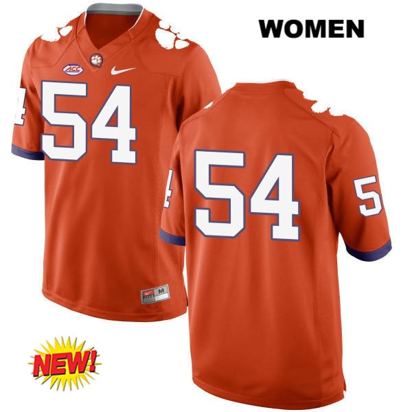 Women's Clemson Tigers #54 Connor Sekas Stitched Orange New Style Authentic Nike No Name NCAA College Football Jersey MQW6646DQ